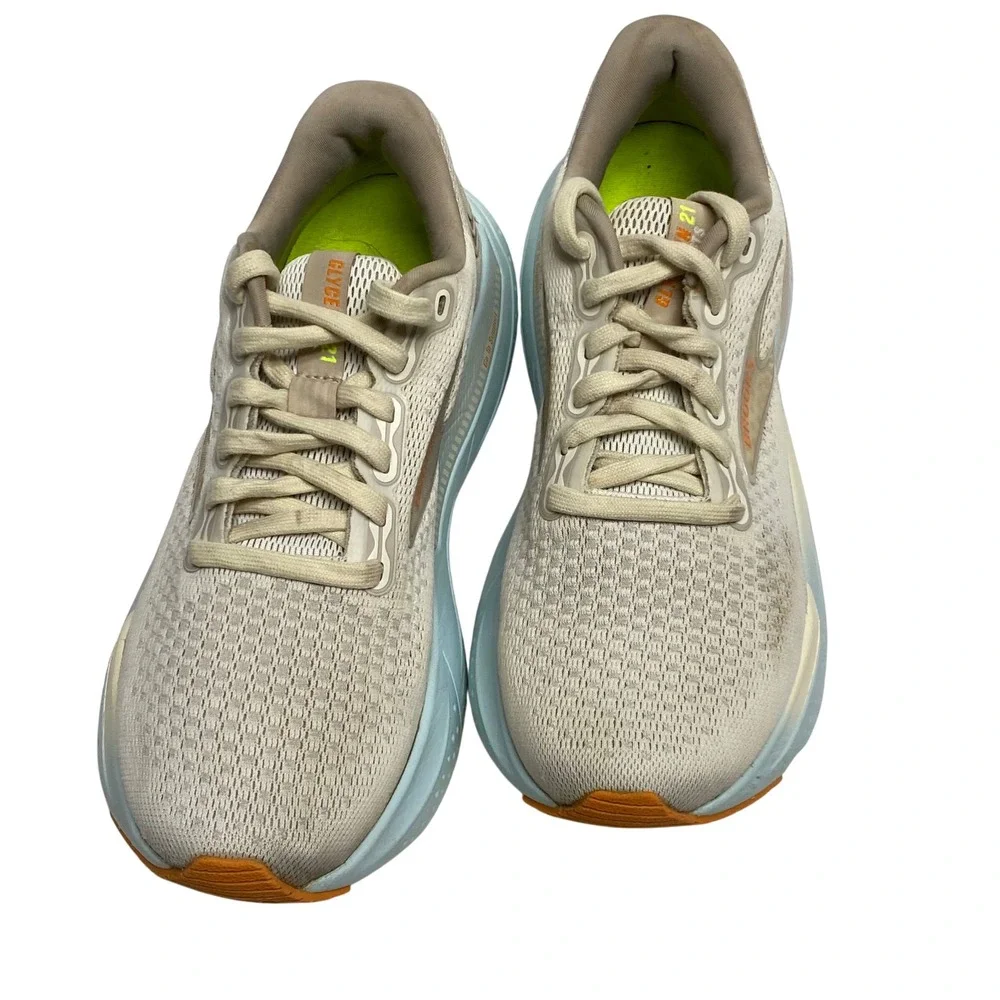 Brooks Glycerin GTS 21 Running Shoes Women's Size 10 Beige Light Blue‎ Orange